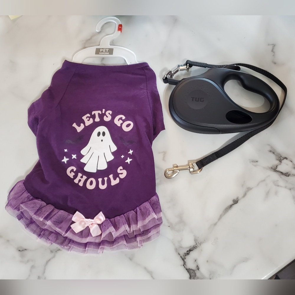 Let's Go Ghouls Shirt & Retractable Leash Dog bundle